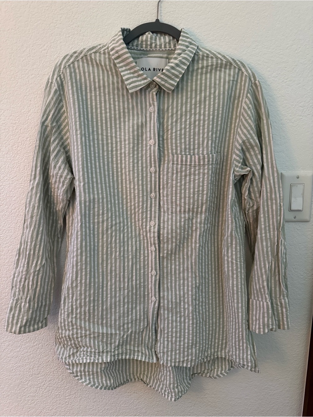 Women's Green & White Stripe Button-Up Shirt